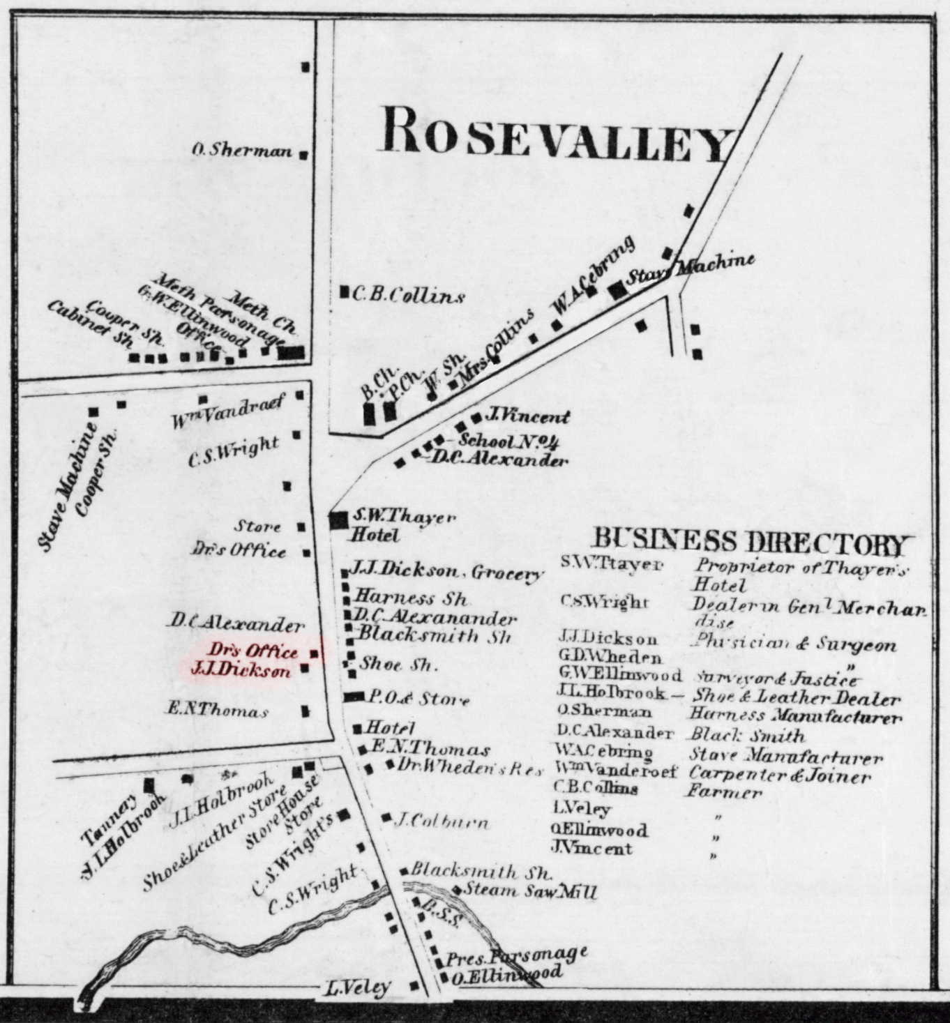 1858 Wayne County Ros-8 Excerpt Map